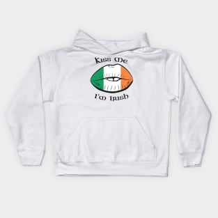 Kiss Me I'm Irish Lips St Patricks Day Kids Hoodie